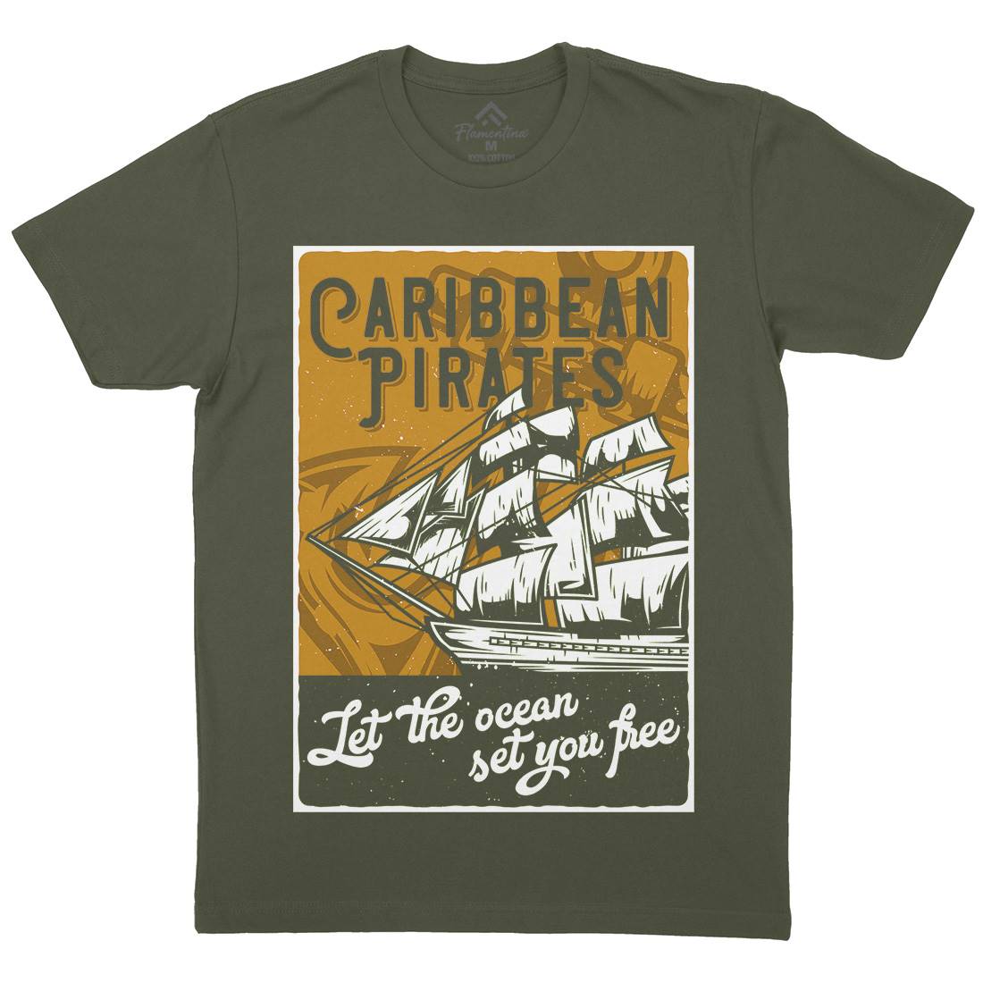 Pirate Mens Crew Neck T-Shirt Navy B164
