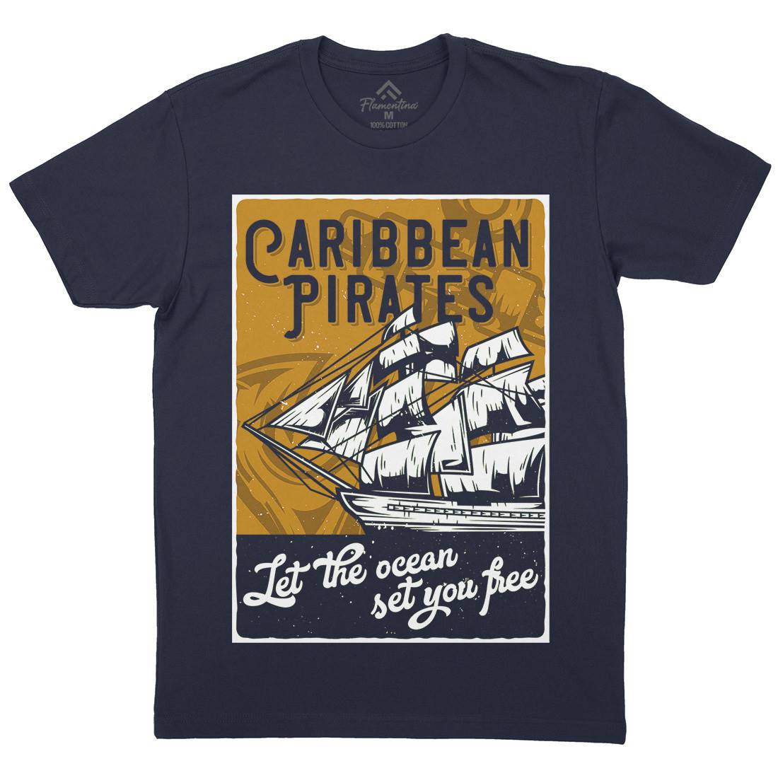 Pirate Mens Crew Neck T-Shirt Navy B164