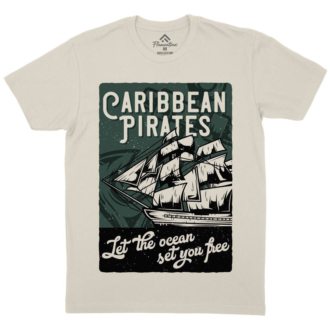 Pirate Mens Organic Crew Neck T-Shirt Navy B164