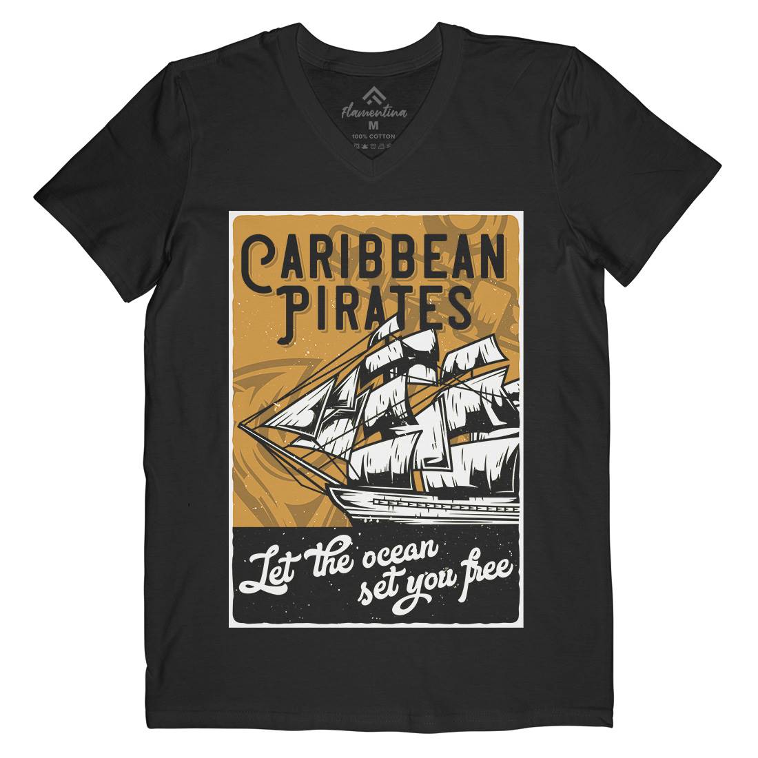 Pirate Mens V-Neck T-Shirt Navy B164
