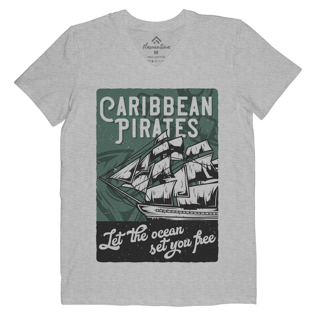 Pirate Mens V-Neck T-Shirt Navy B164