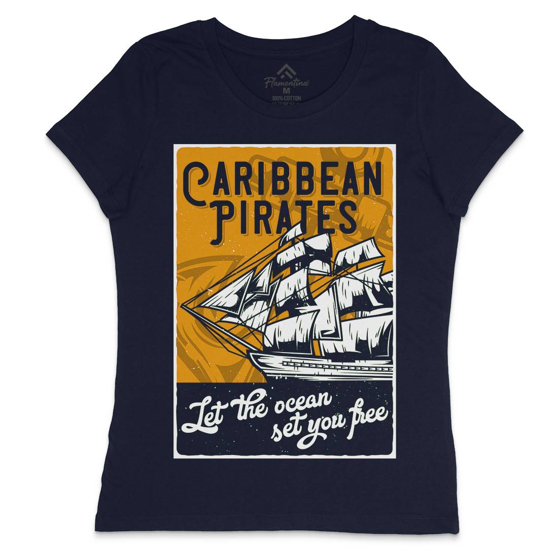 Pirate Womens Crew Neck T-Shirt Navy B164