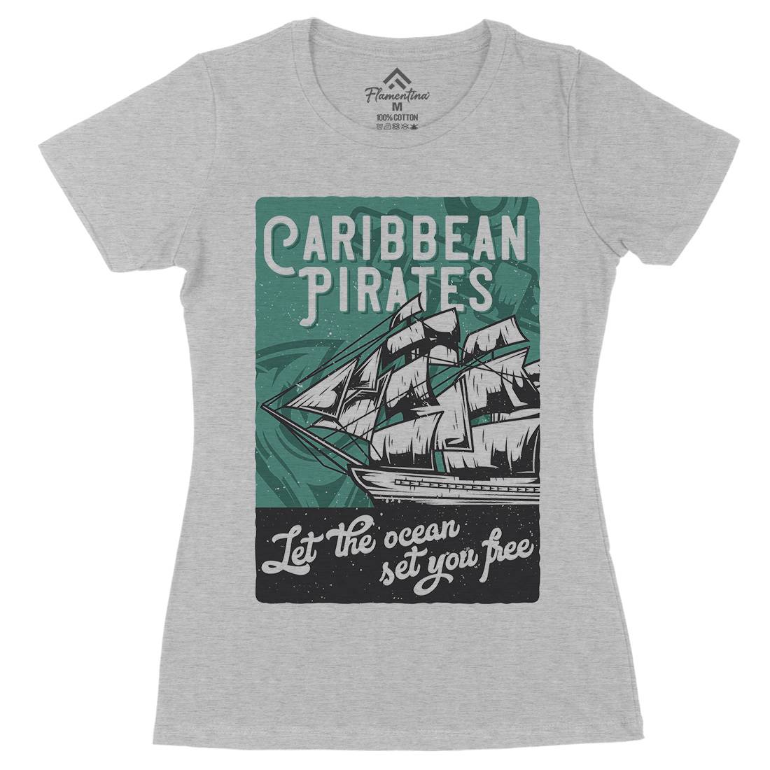 Pirate Womens Organic Crew Neck T-Shirt Navy B164