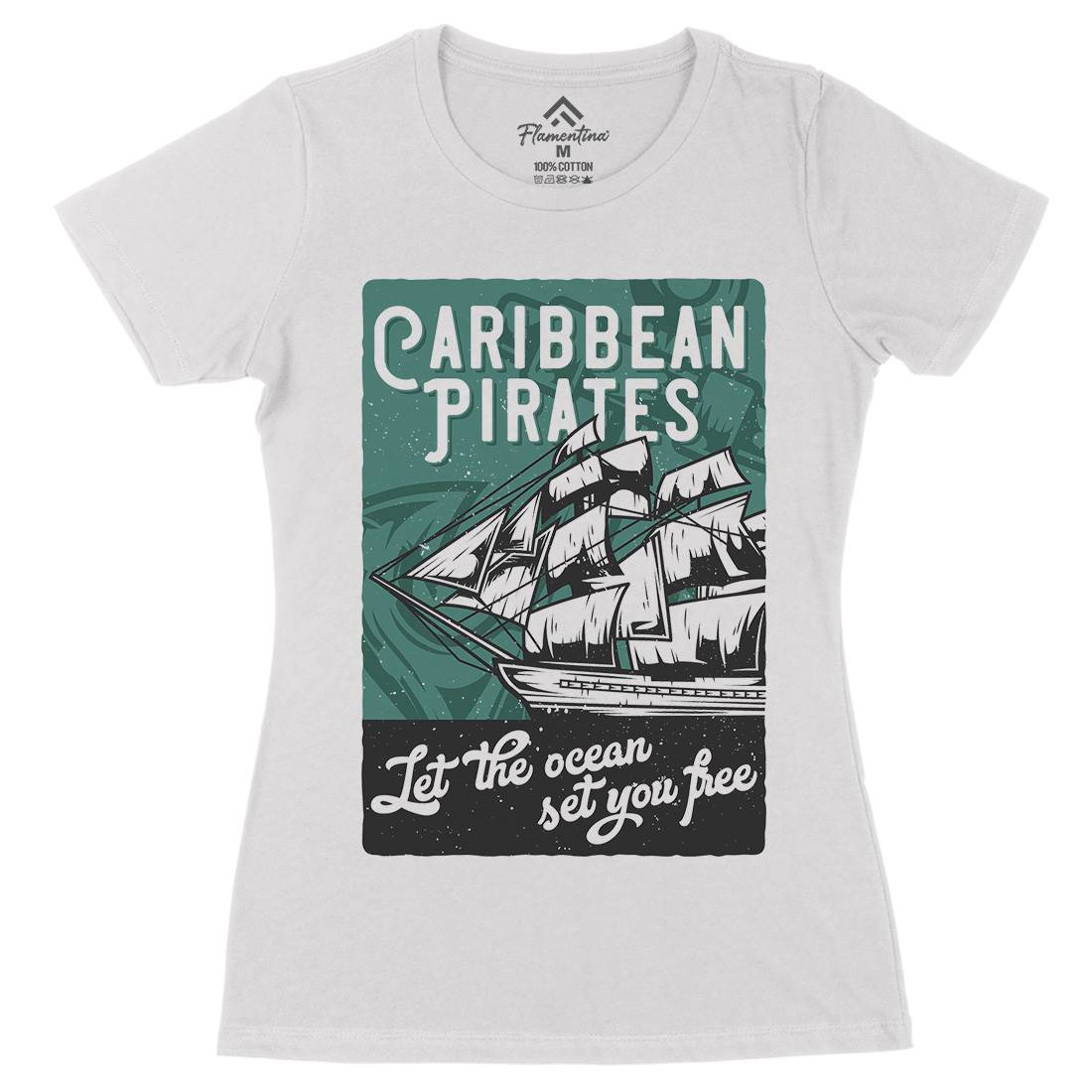 Pirate Womens Organic Crew Neck T-Shirt Navy B164