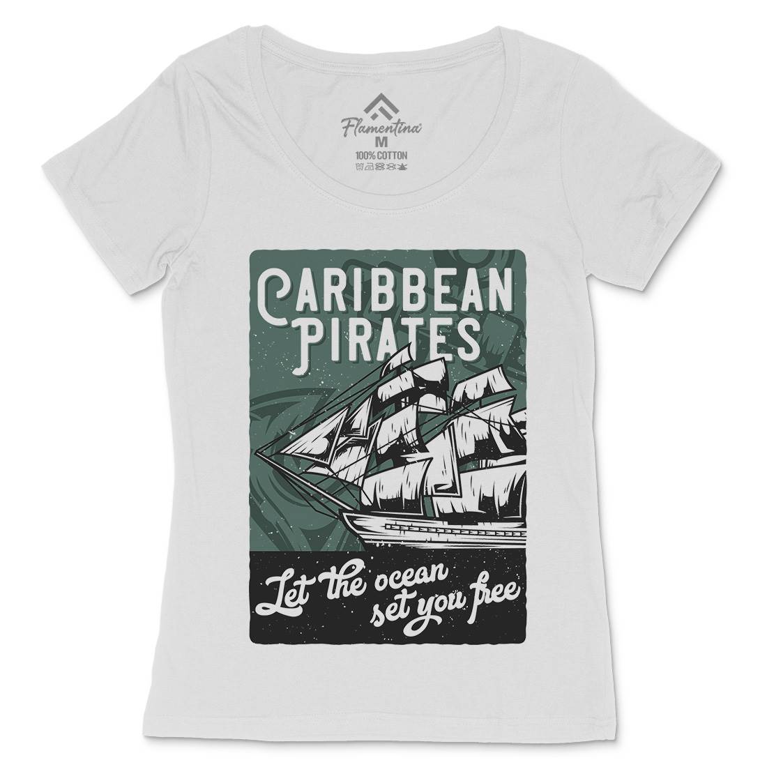 Pirate Womens Scoop Neck T-Shirt Navy B164