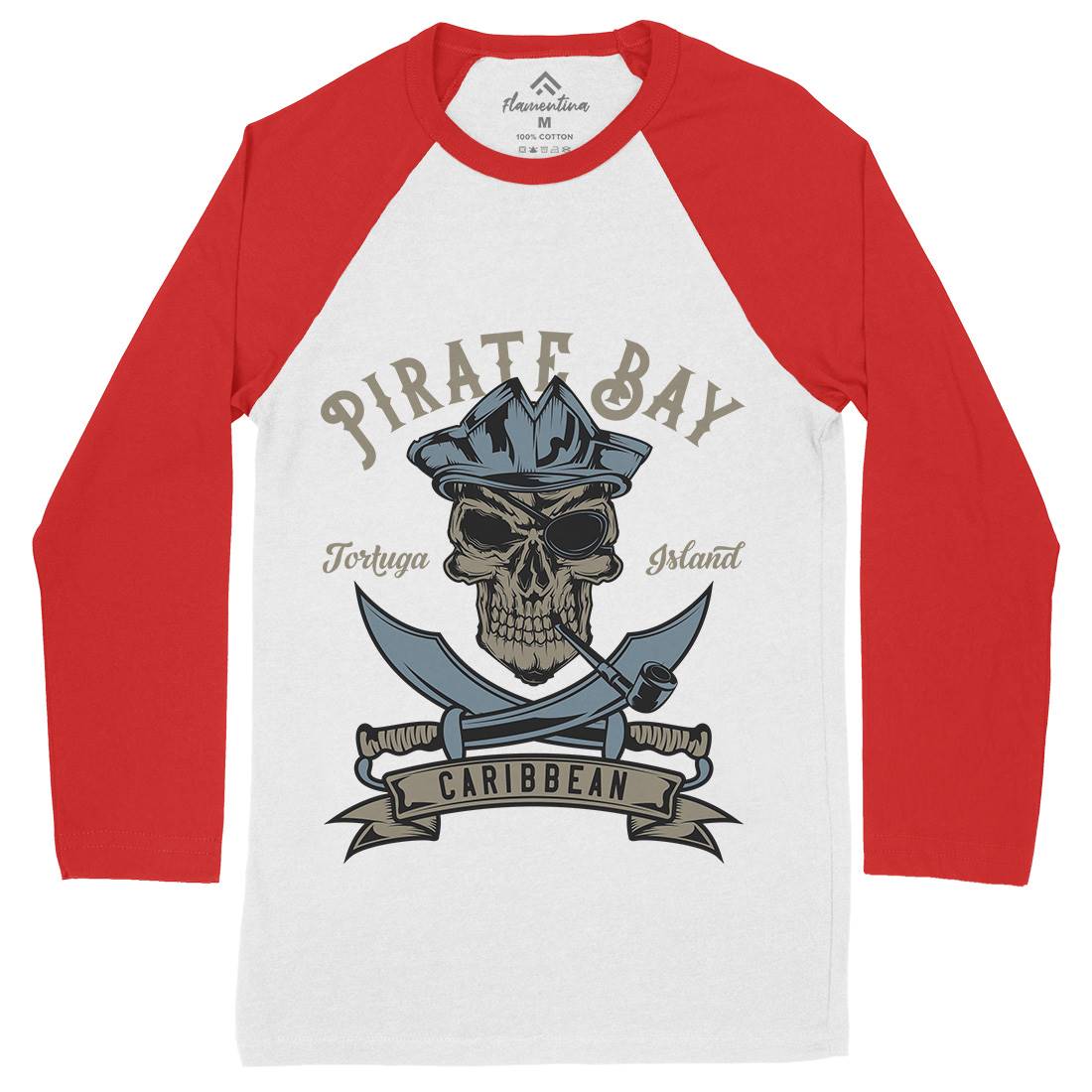 Pirate Mens Long Sleeve Baseball T-Shirt Navy B165