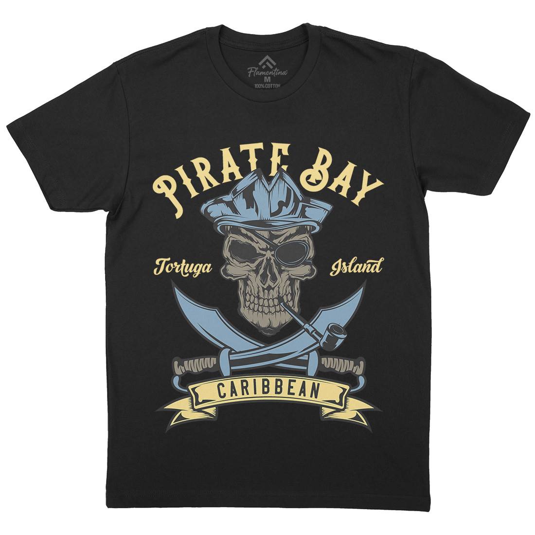 Pirate Mens Organic Crew Neck T-Shirt Navy B165