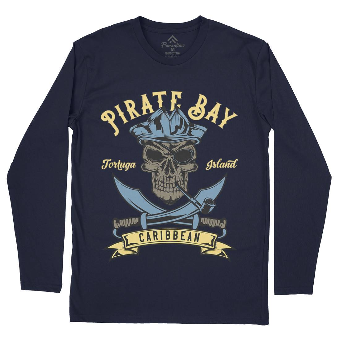 Pirate Mens Long Sleeve T-Shirt Navy B165