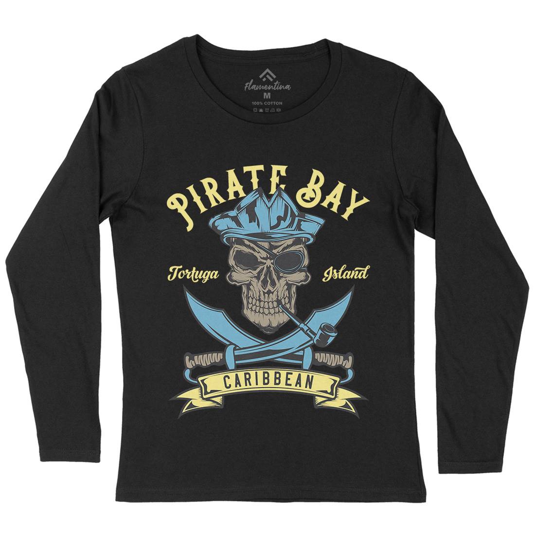 Pirate Womens Long Sleeve T-Shirt Navy B165