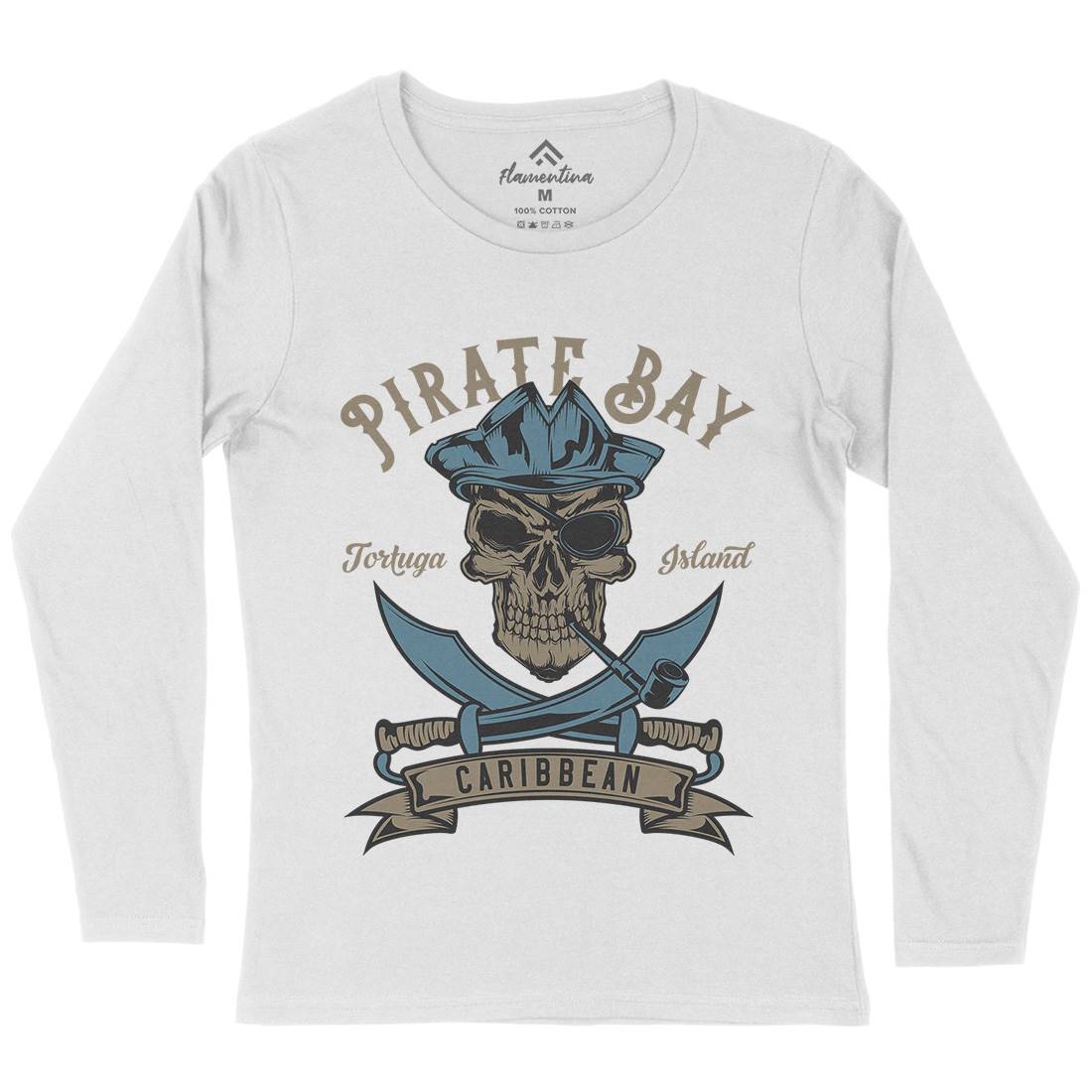 Pirate Womens Long Sleeve T-Shirt Navy B165