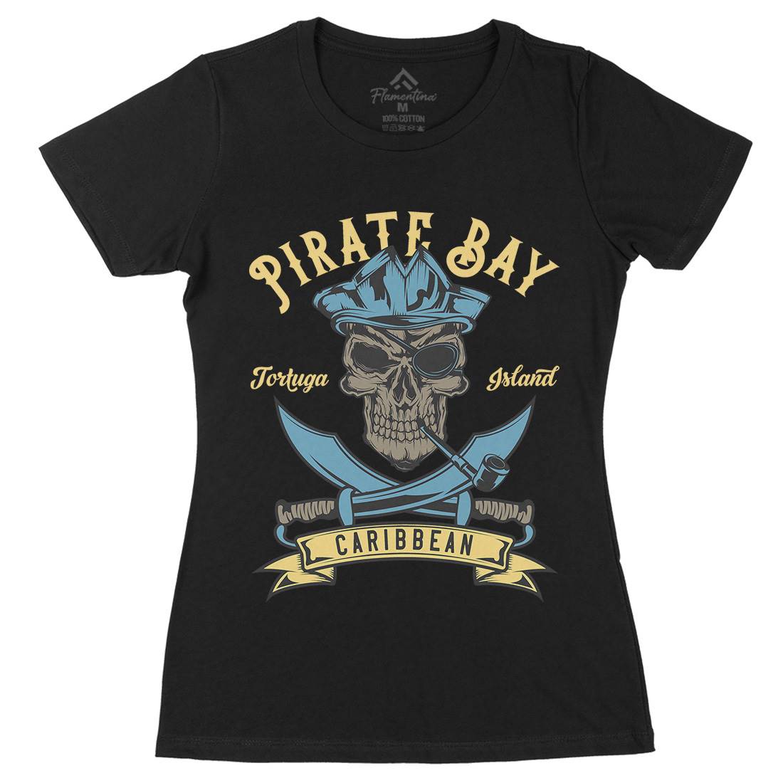Pirate Womens Organic Crew Neck T-Shirt Navy B165