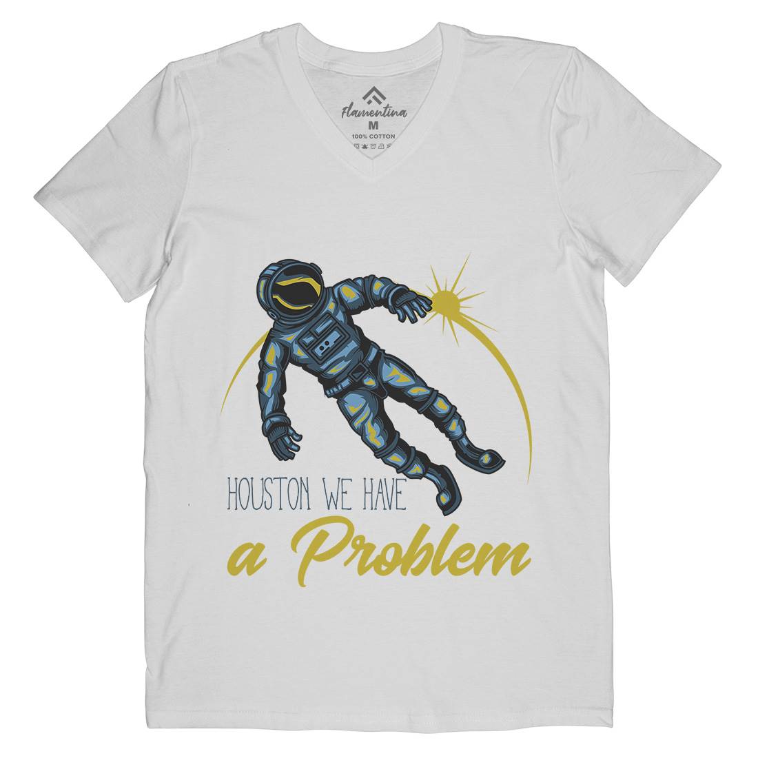 Astronaut Mens Organic V-Neck T-Shirt Space B166