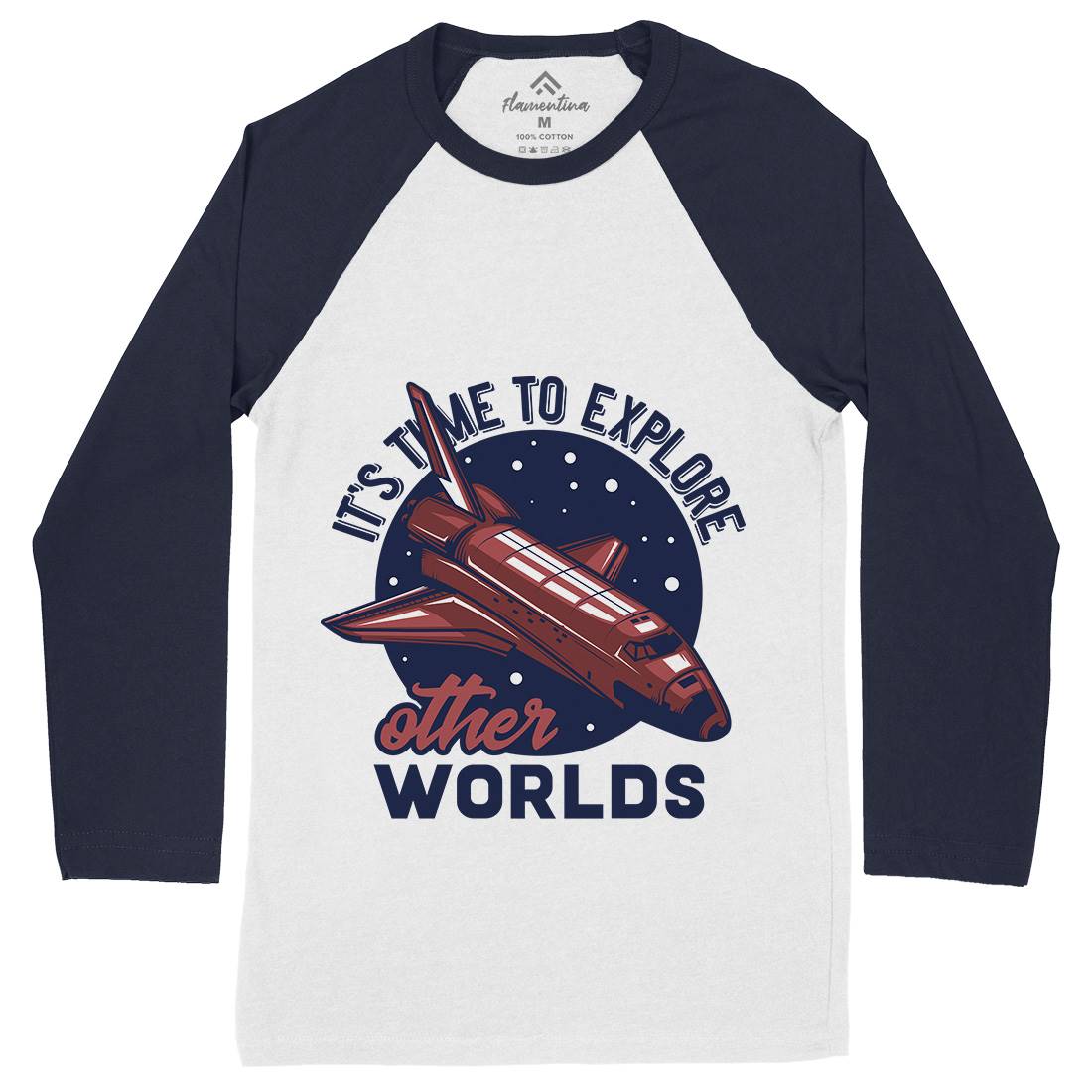 Shuttle Mens Long Sleeve Baseball T-Shirt Space B167