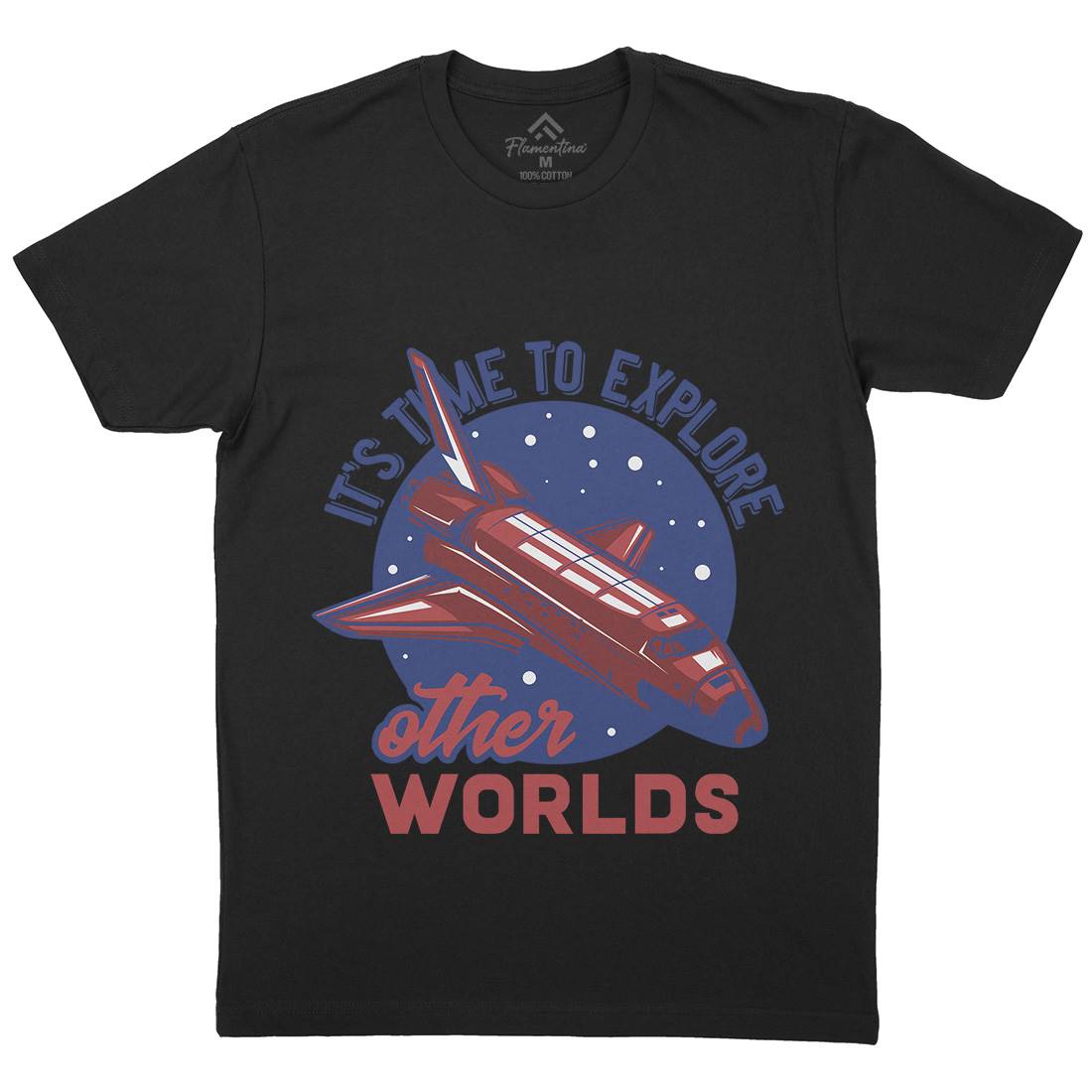 Shuttle Mens Organic Crew Neck T-Shirt Space B167