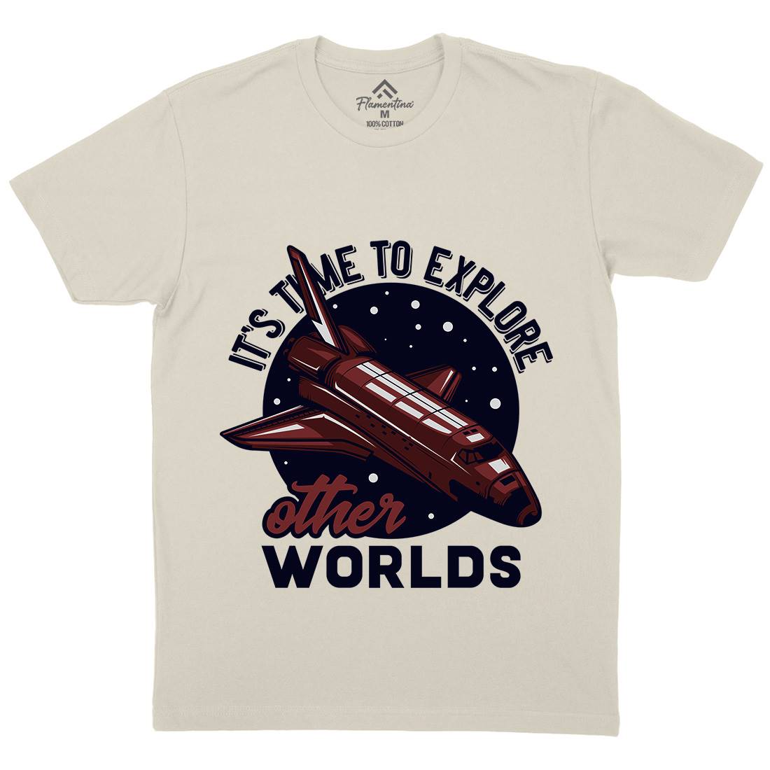 Shuttle Mens Organic Crew Neck T-Shirt Space B167