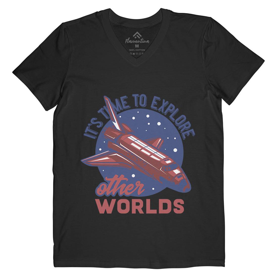 Shuttle Mens Organic V-Neck T-Shirt Space B167