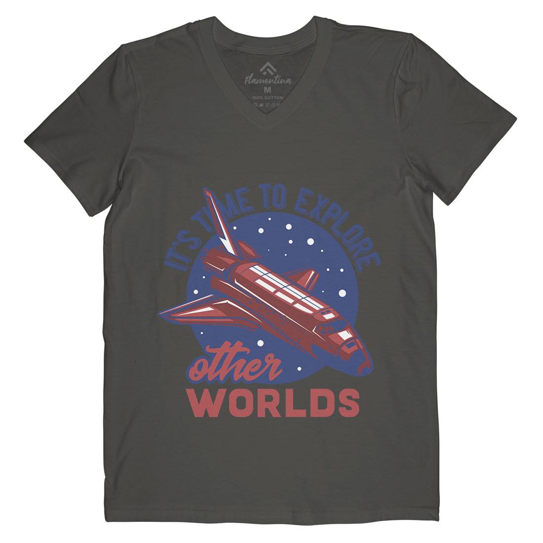 Shuttle Mens V-Neck T-Shirt Space B167
