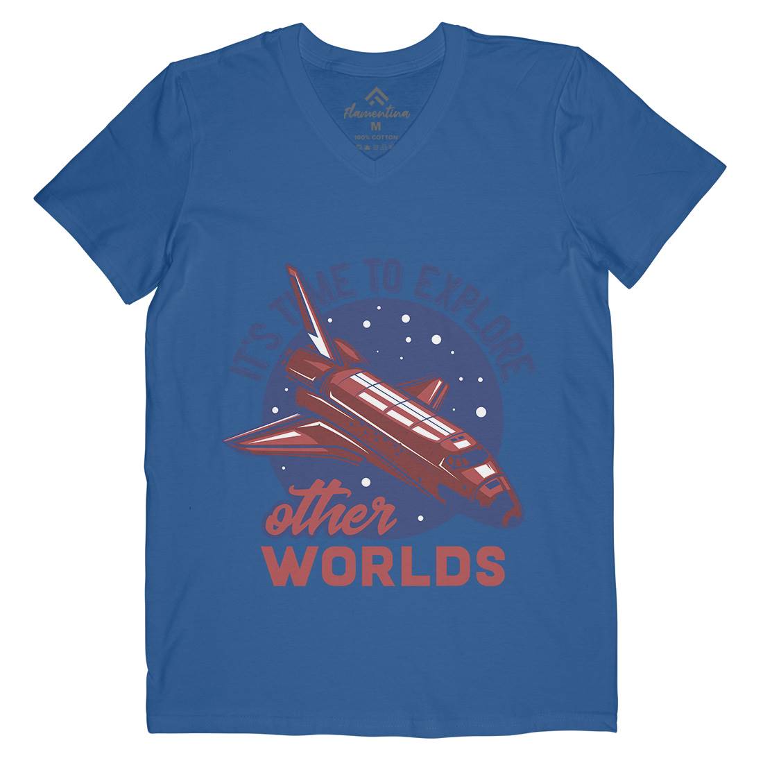 Shuttle Mens V-Neck T-Shirt Space B167