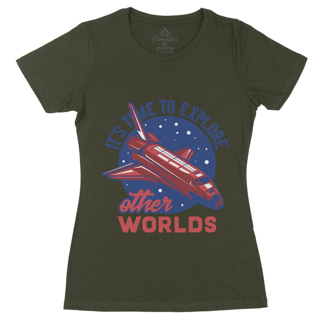 Shuttle Womens Organic Crew Neck T-Shirt Space B167