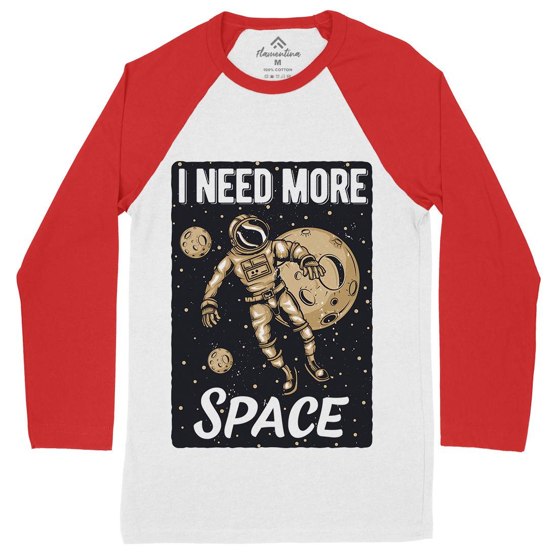 Need More Mens Long Sleeve Baseball T-Shirt Space B168