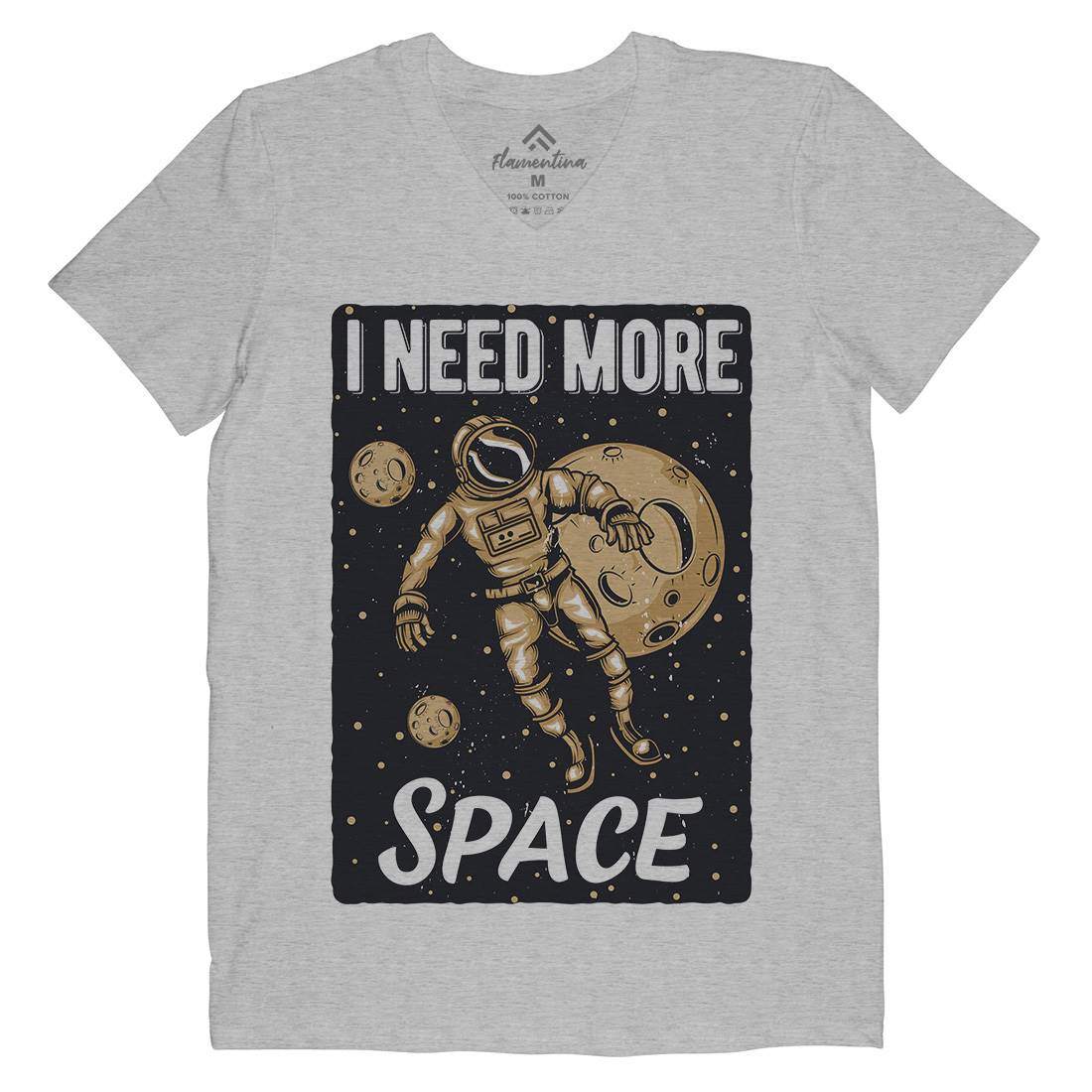 Need More Mens Organic V-Neck T-Shirt Space B168