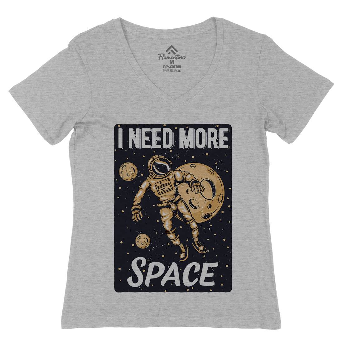Need More Womens Organic V-Neck T-Shirt Space B168