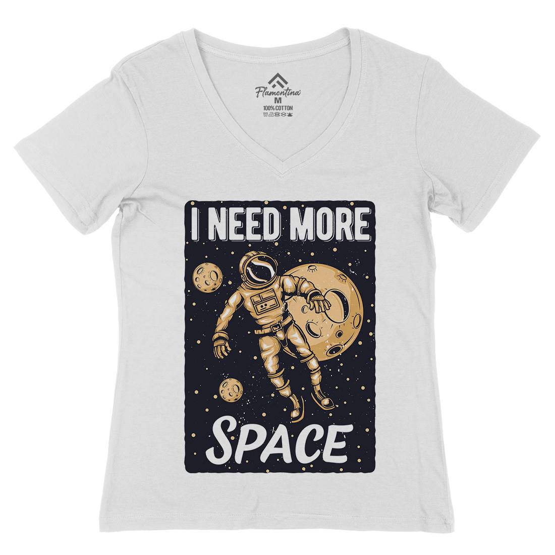 Need More Womens Organic V-Neck T-Shirt Space B168