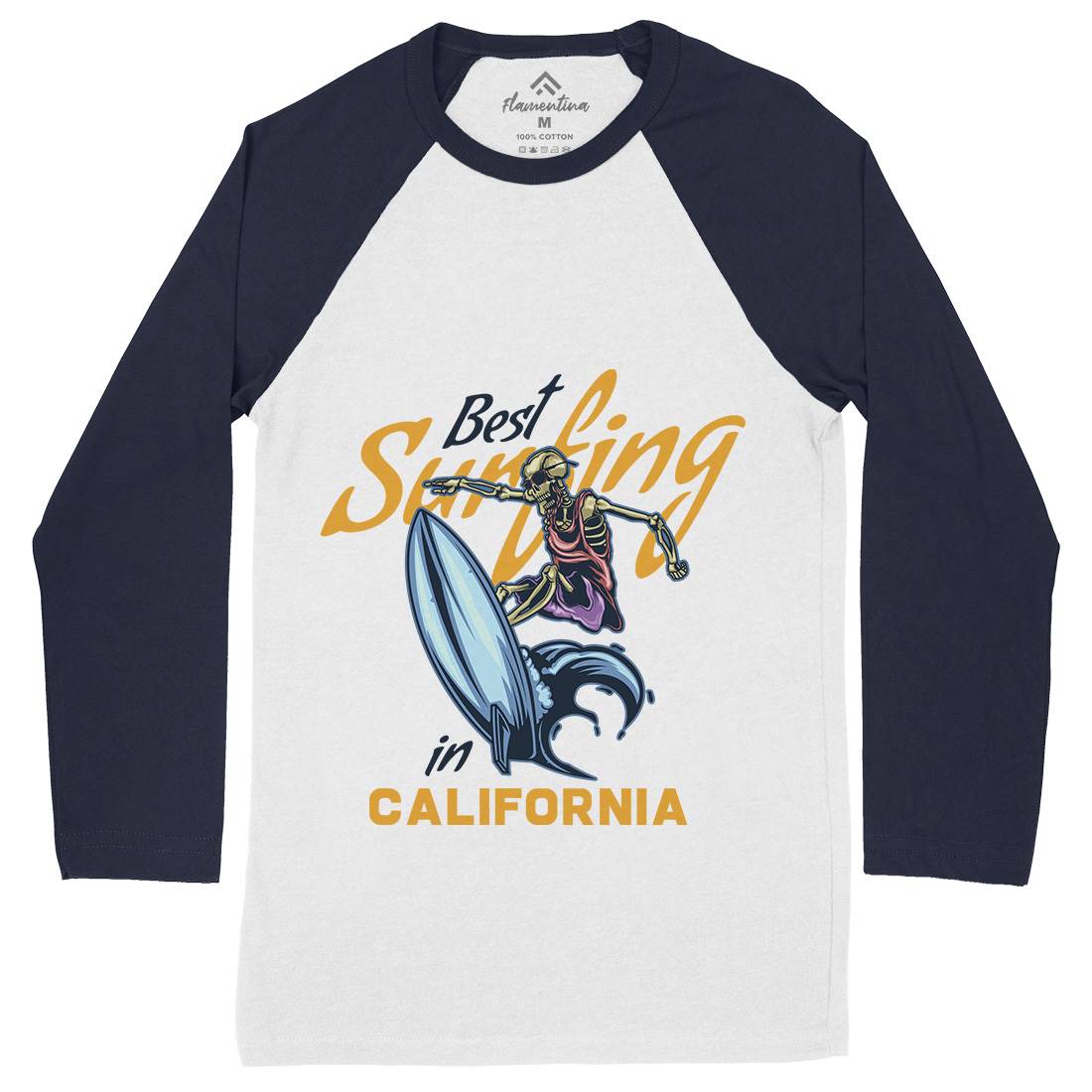 California Surfing Mens Long Sleeve Baseball T-Shirt Surf B170
