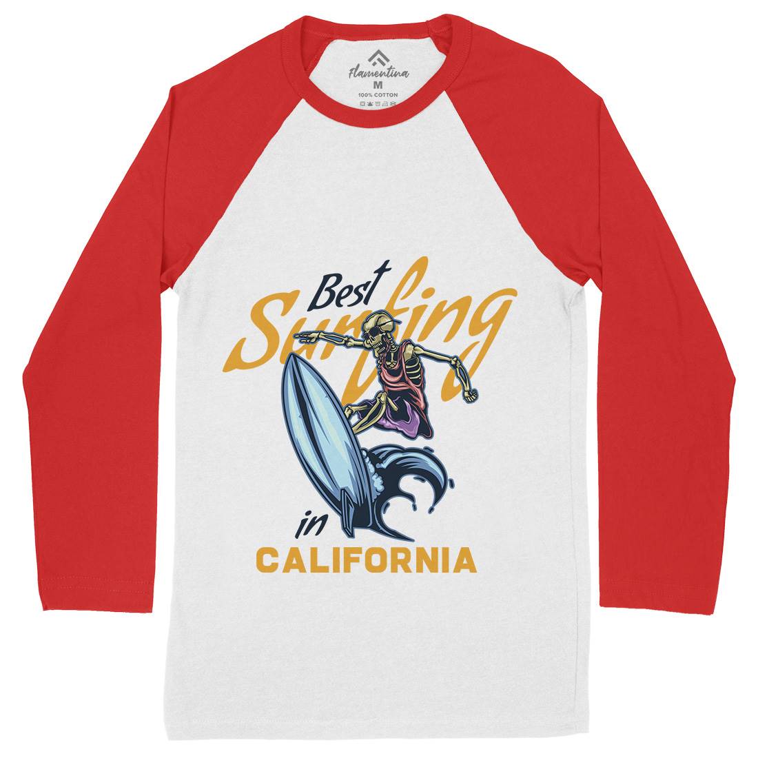California Surfing Mens Long Sleeve Baseball T-Shirt Surf B170