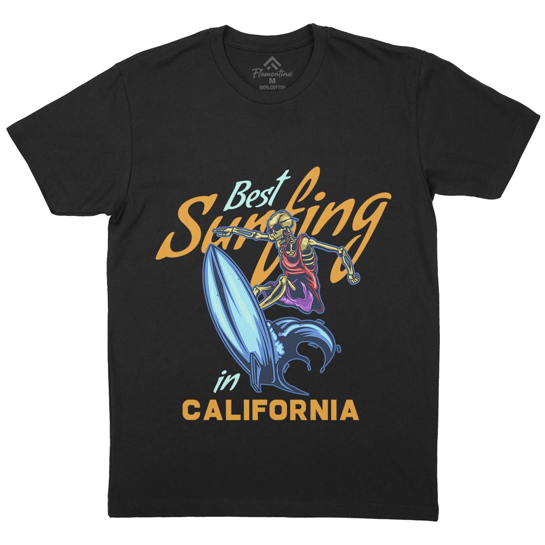 California Surfing Mens Organic Crew Neck T-Shirt Surf B170