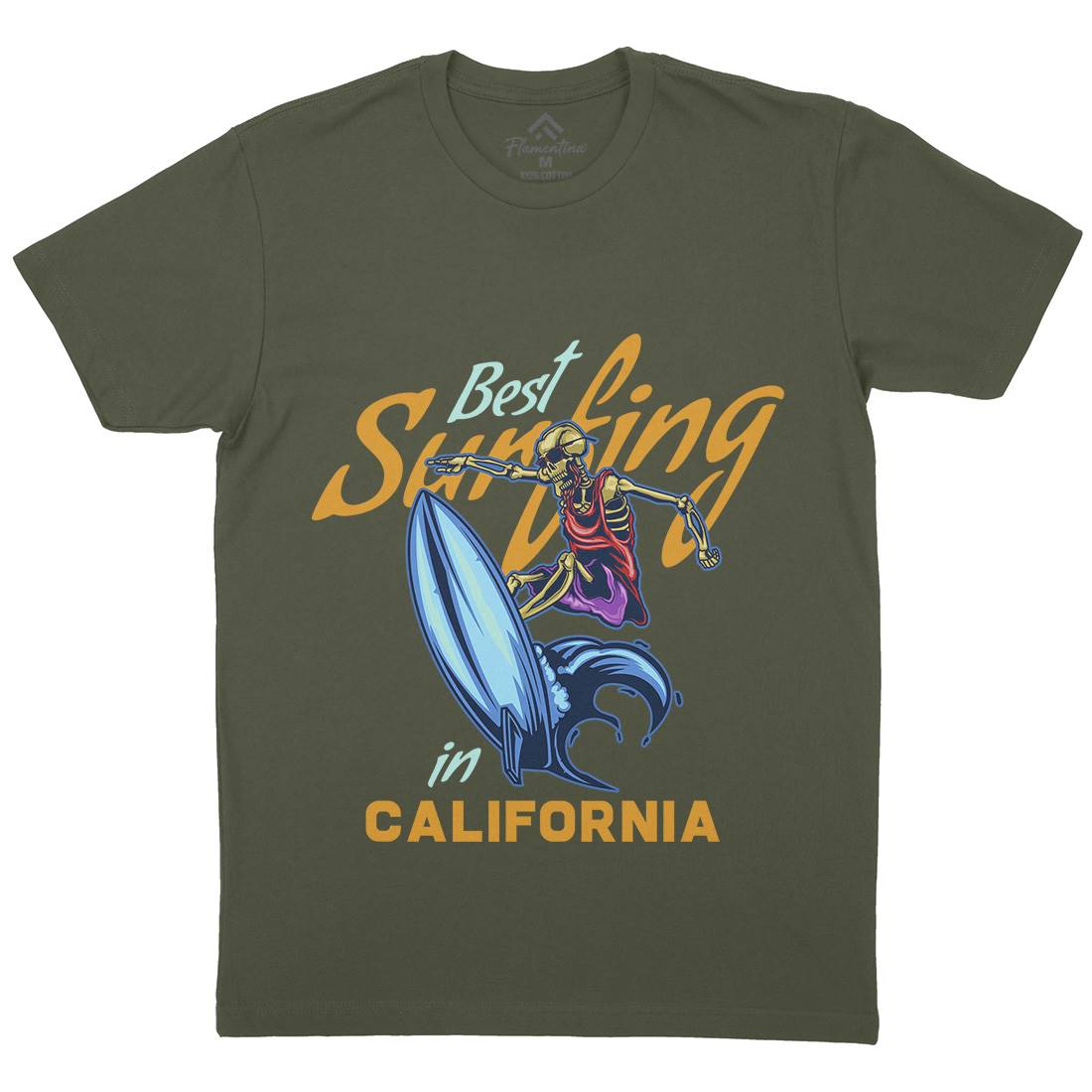 California Surfing Mens Organic Crew Neck T-Shirt Surf B170