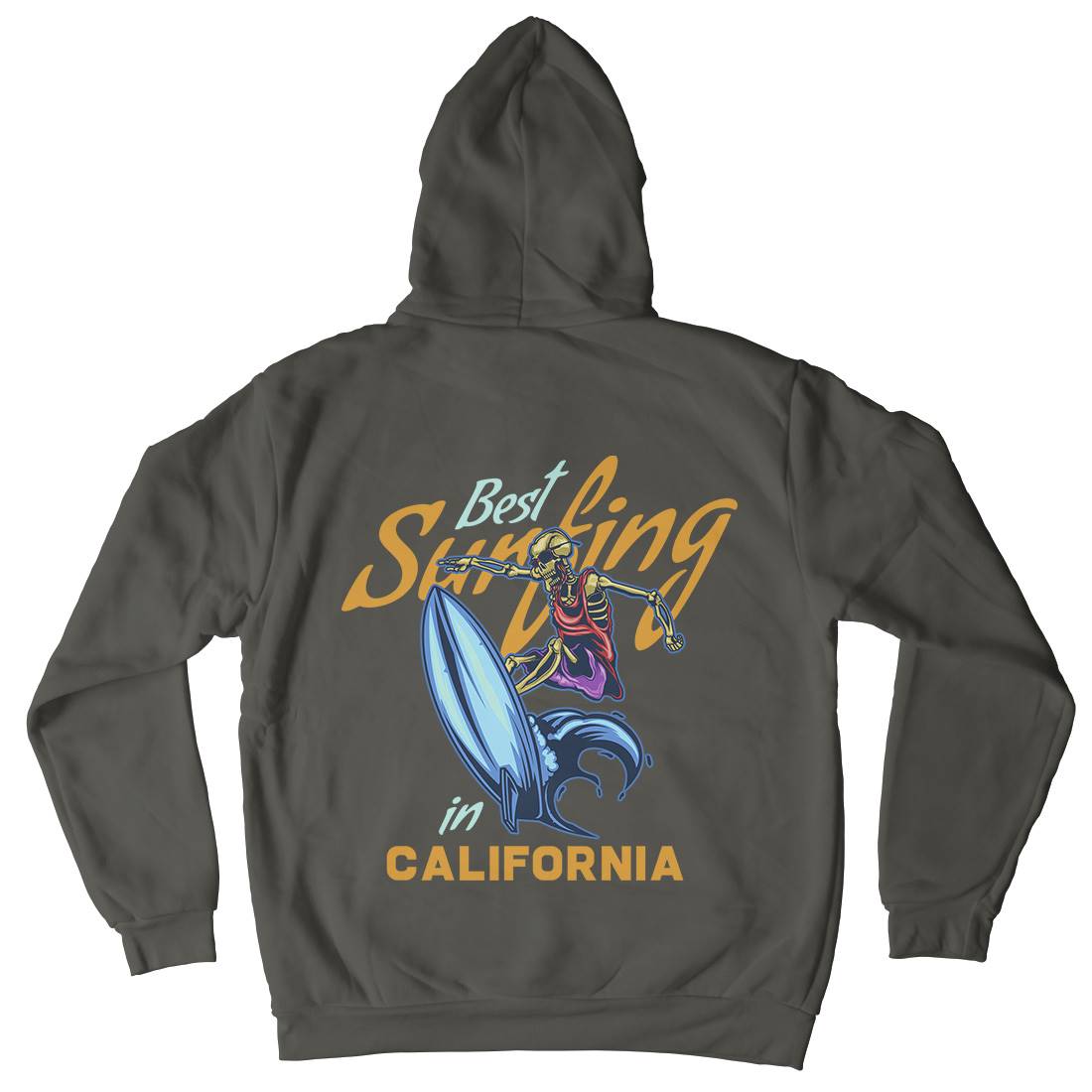 California Surfing Mens Hoodie With Pocket Surf B170