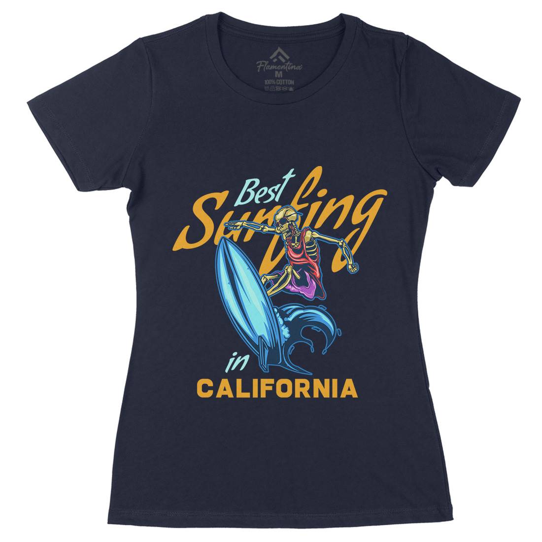 California Surfing Womens Organic Crew Neck T-Shirt Surf B170
