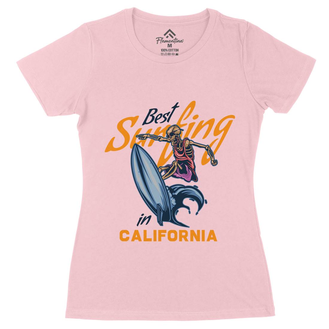 California Surfing Womens Organic Crew Neck T-Shirt Surf B170