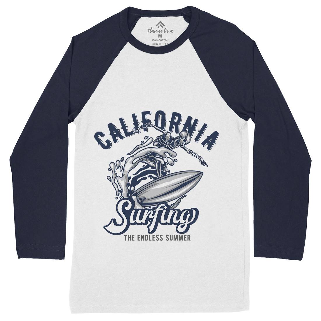California Surfing Mens Long Sleeve Baseball T-Shirt Surf B171