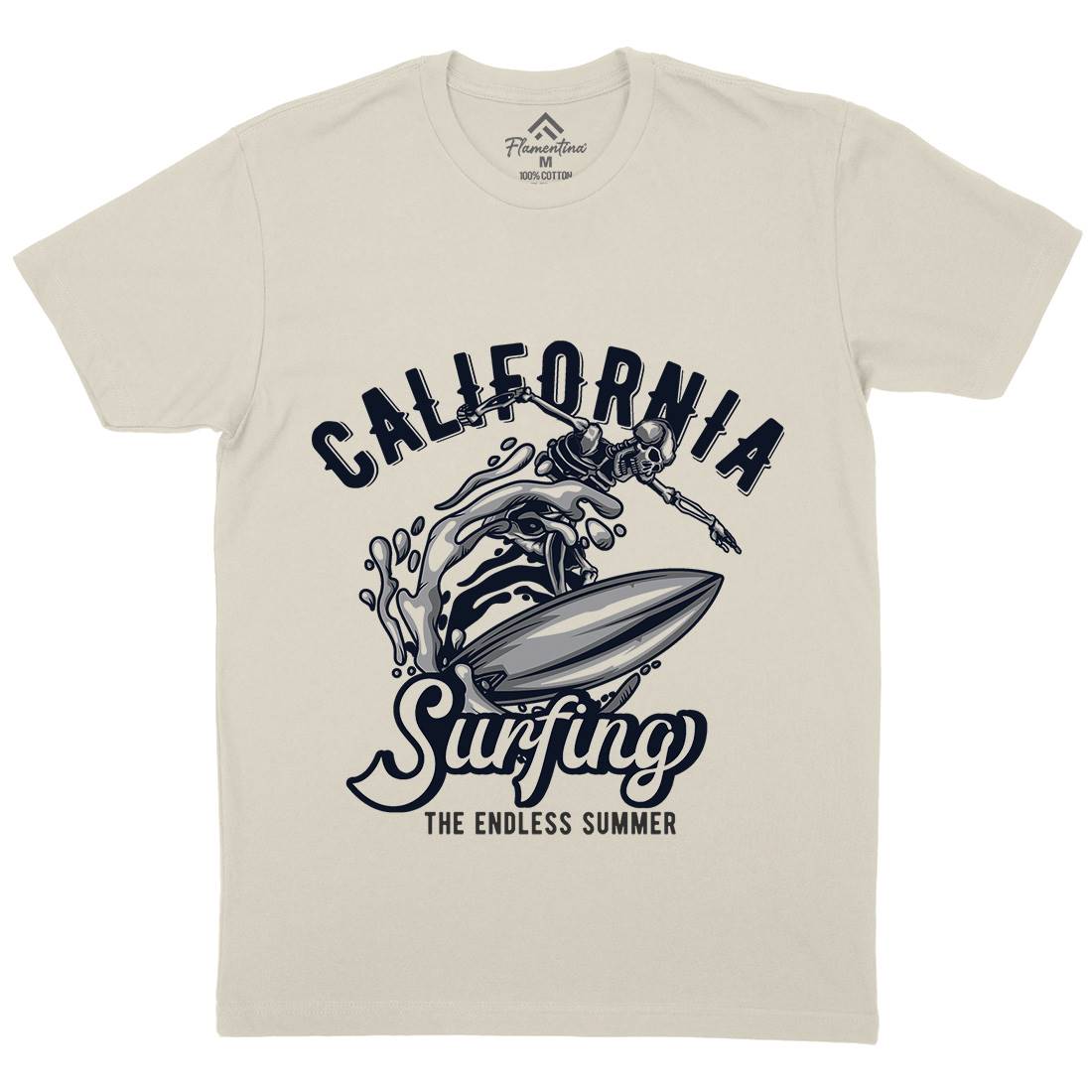 California Surfing Mens Organic Crew Neck T-Shirt Surf B171