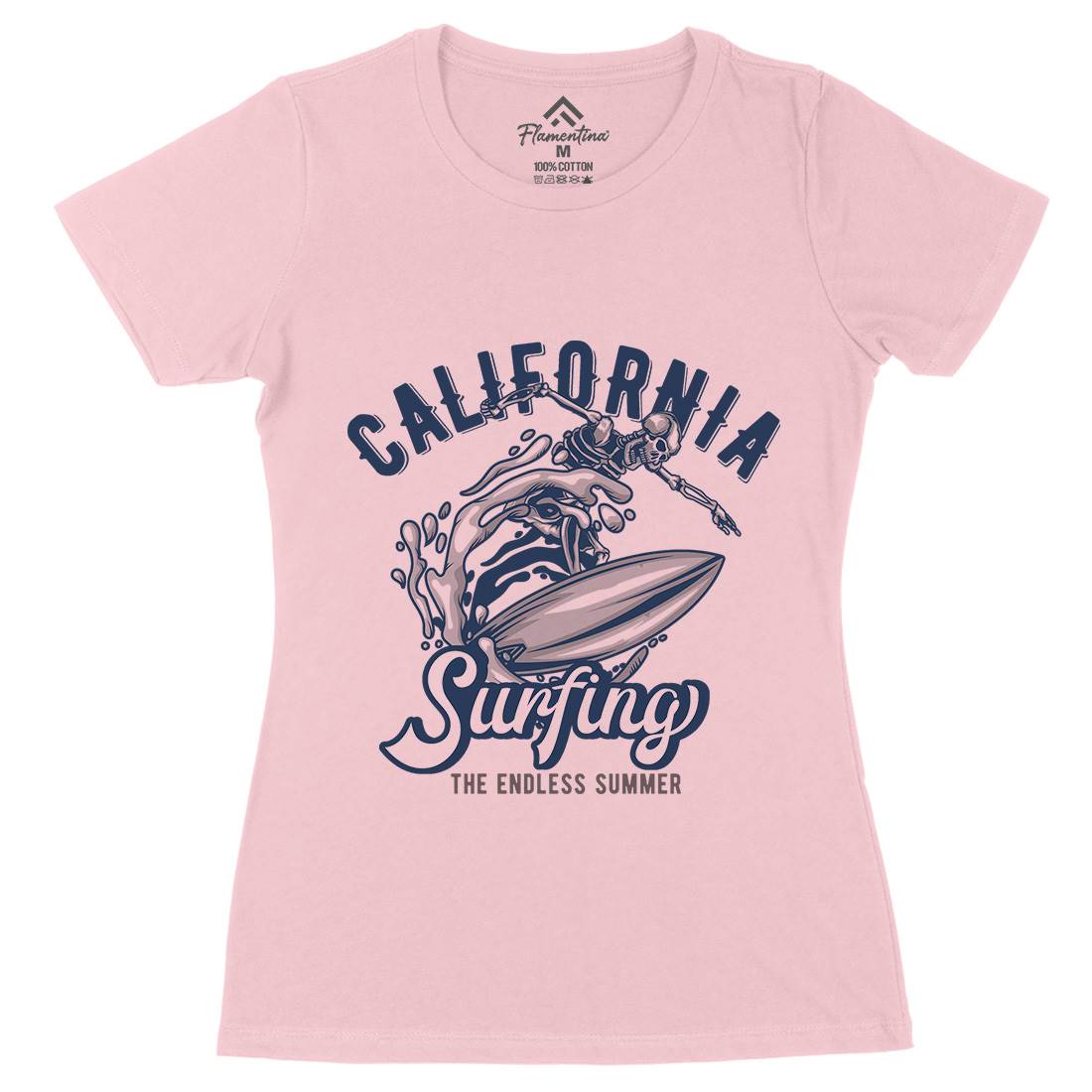 California Surfing Womens Organic Crew Neck T-Shirt Surf B171