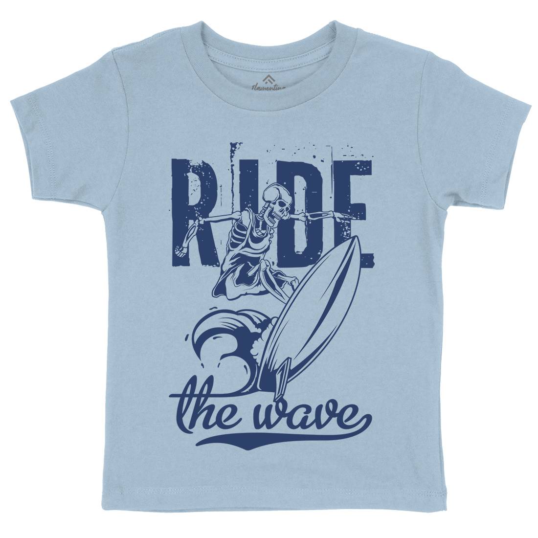 Ride Wave Surfing Kids Crew Neck T-Shirt Surf B173