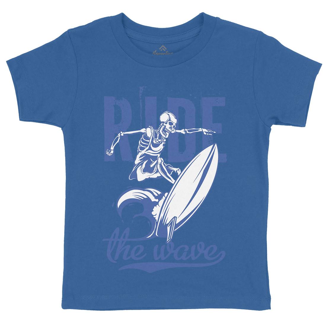 Ride Wave Surfing Kids Organic Crew Neck T-Shirt Surf B173