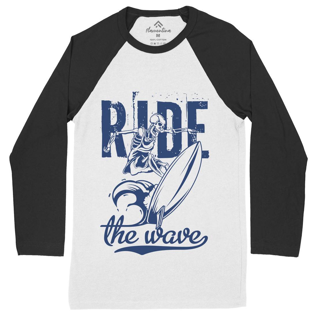 Ride Wave Surfing Mens Long Sleeve Baseball T-Shirt Surf B173