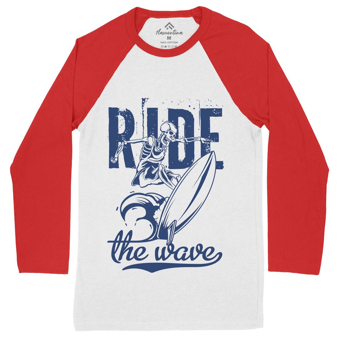 Ride Wave Surfing Mens Long Sleeve Baseball T-Shirt Surf B173