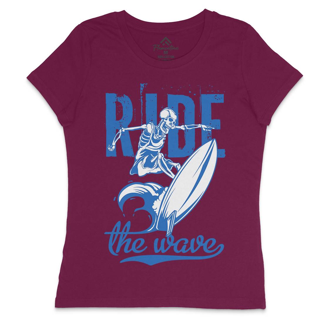 Ride Wave Surfing Womens Crew Neck T-Shirt Surf B173