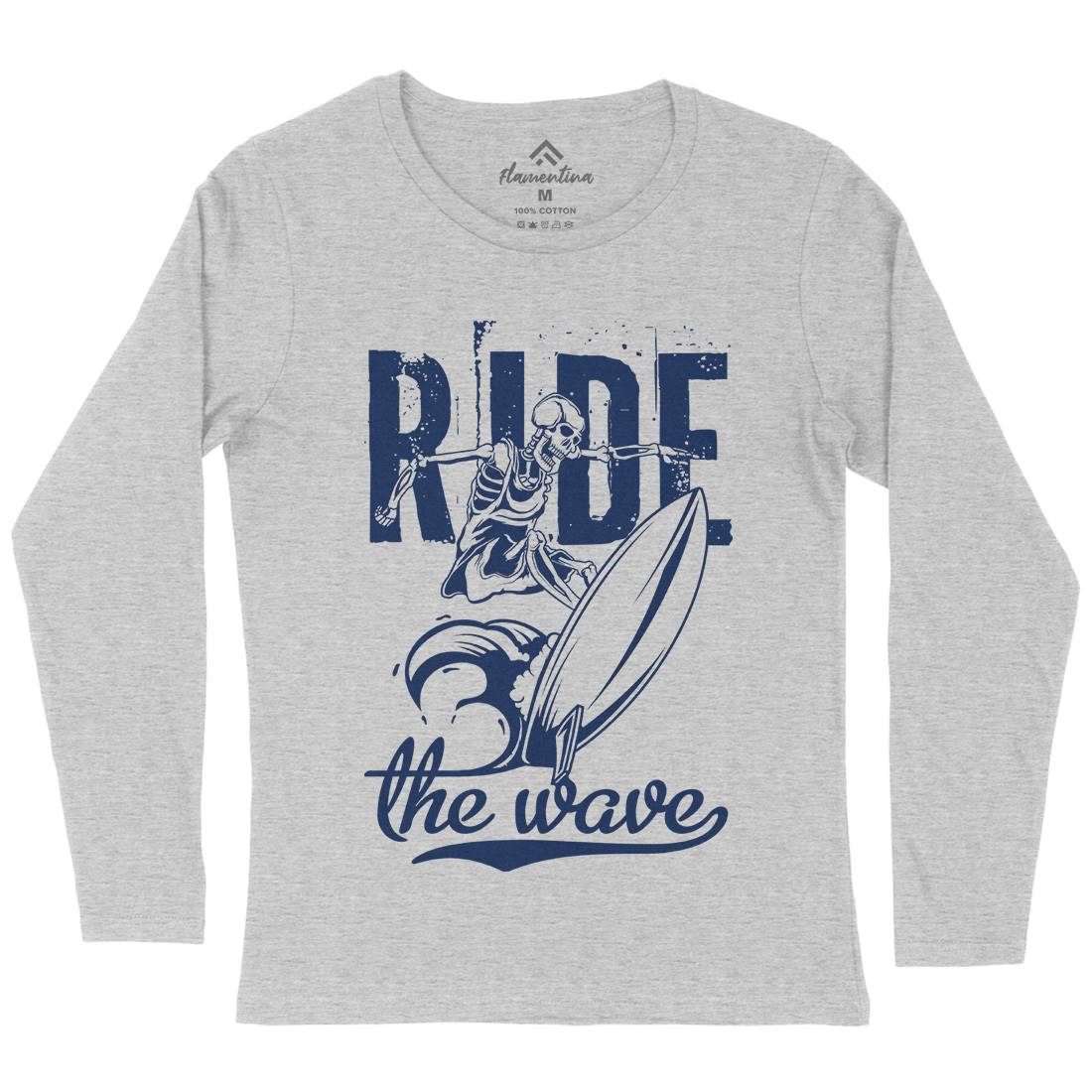 Ride Wave Surfing Womens Long Sleeve T-Shirt Surf B173