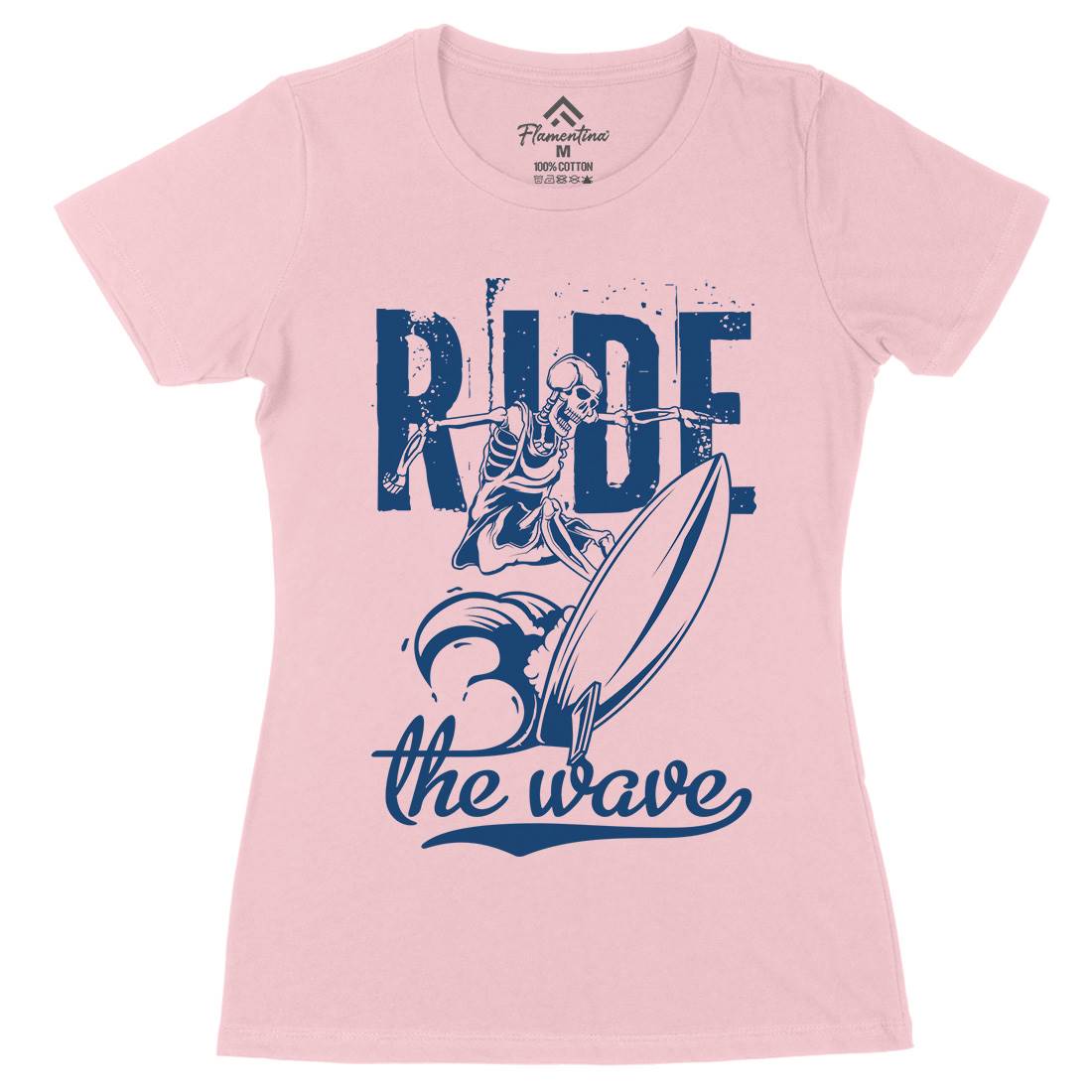 Ride Wave Surfing Womens Organic Crew Neck T-Shirt Surf B173