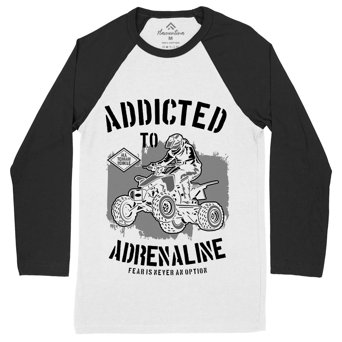 Addicted To Adrenaline Mens Long Sleeve Baseball T-Shirt Motorcycles B174