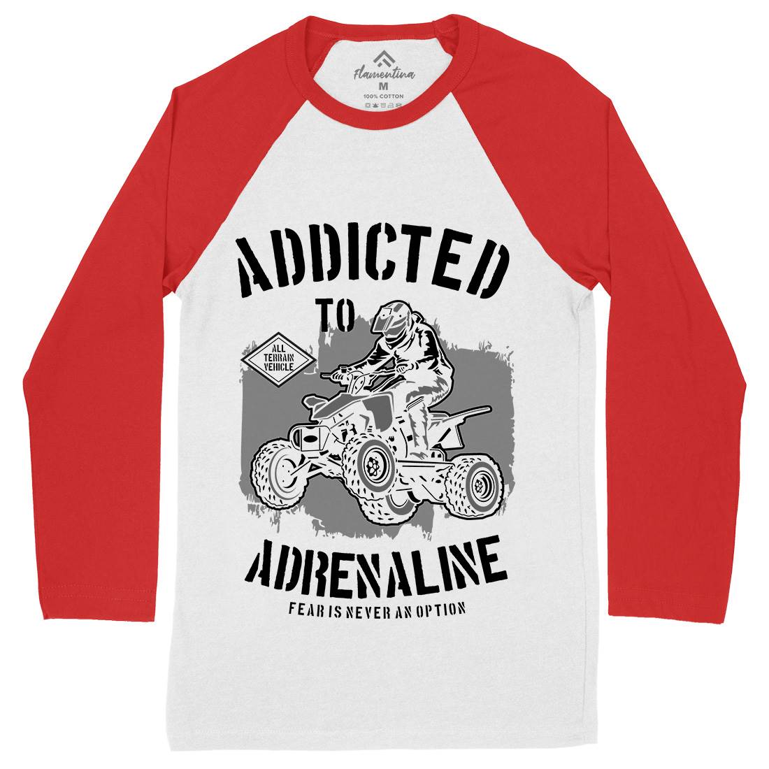 Addicted To Adrenaline Mens Long Sleeve Baseball T-Shirt Motorcycles B174