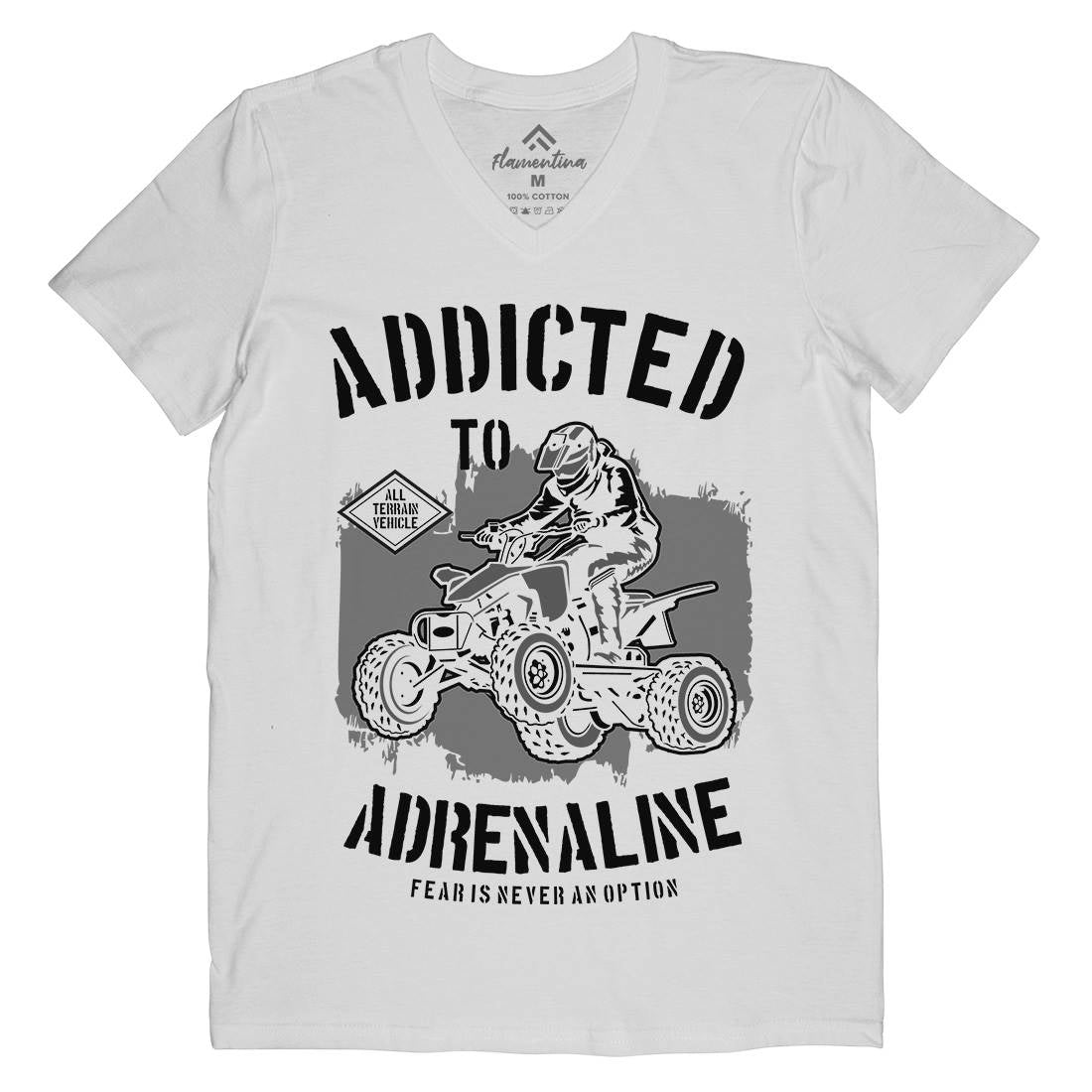 Addicted To Adrenaline Mens Organic V-Neck T-Shirt Motorcycles B174