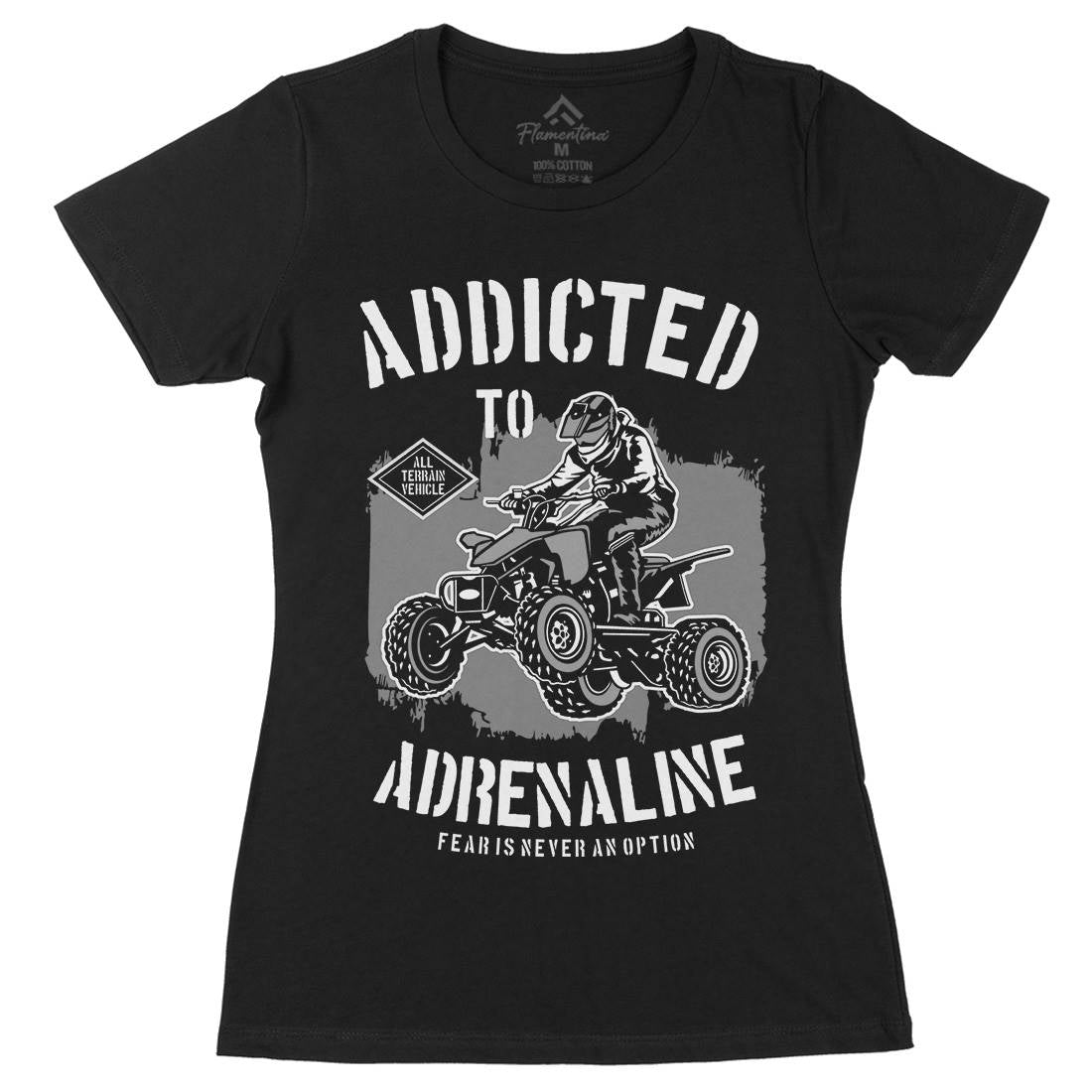Addicted To Adrenaline Womens Organic Crew Neck T-Shirt Motorcycles B174