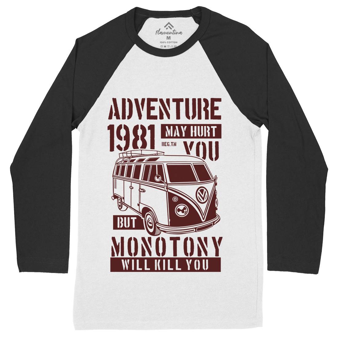 Adventure May Hurt You Mens Long Sleeve Baseball T-Shirt Nature B175