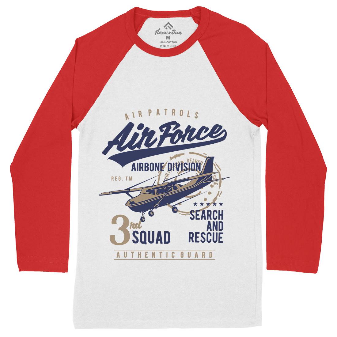 Air Force Mens Long Sleeve Baseball T-Shirt Army B176
